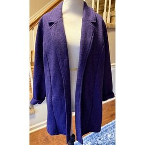 Worthington Womens Purple Textured Blazer Jacket XL Open Front
